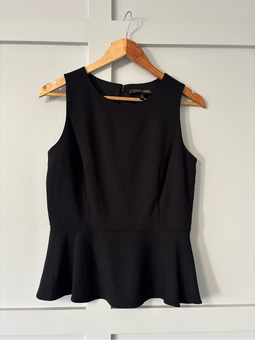Cynthia Steffe Black Sleeveless Peplum Top - Picture 2 of 6